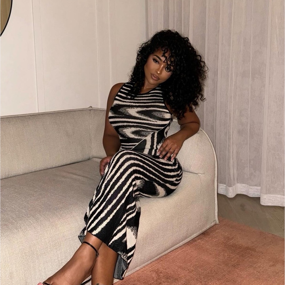 Fashion Nova Black and White Patterned Dress
